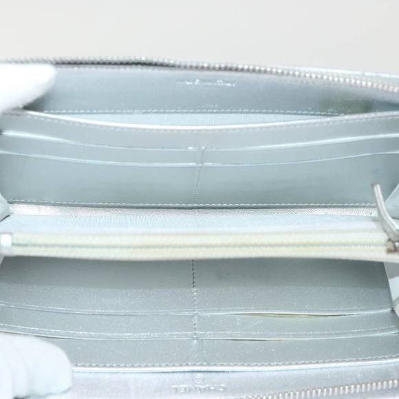 CHANEL Long Wallet Lamb Skin Silver CC Auth 49958A - Picture 9 of 16